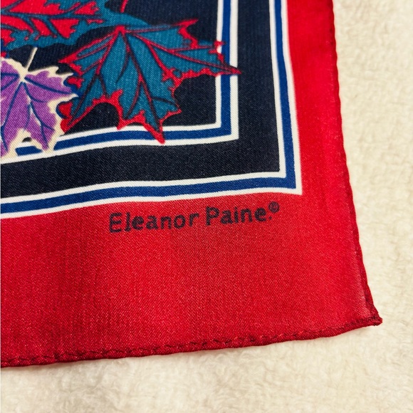 Vintage Scarf by Eleanor Paine Canadian Theme Maple Leaf Botanical Print NWOT - Picture 2 of 10